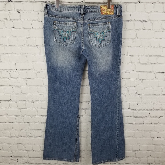 TYTE JEANS | flare distressed embroidered jeans - Picture 5 of 7